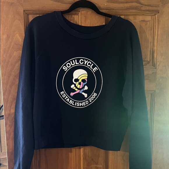 soulcycle Sweaters - SoulCycle Navy Sweatshirt with Colorful Skull